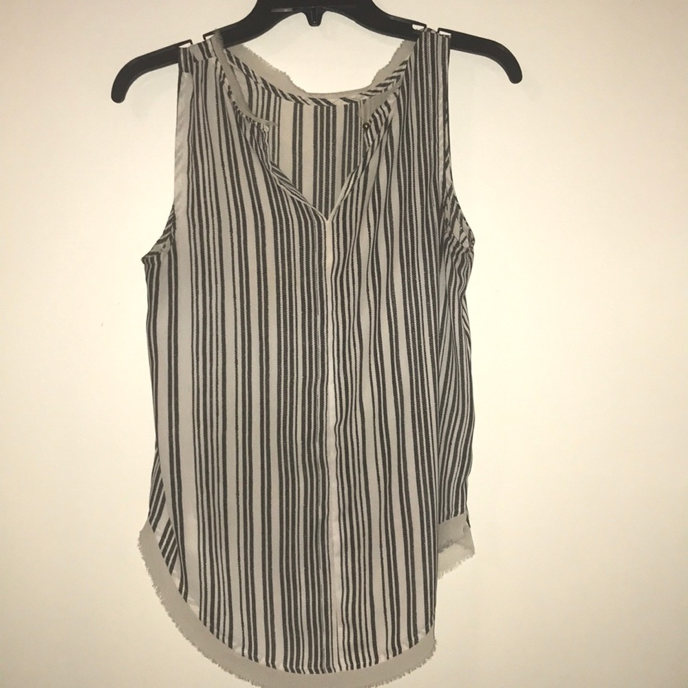 White and dark grey striped blouse